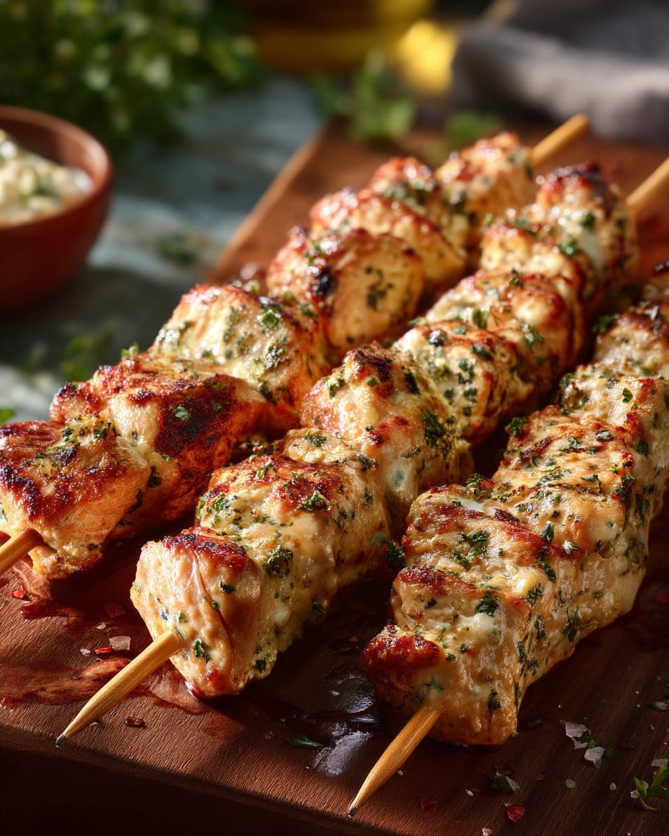 Ranch Garlic Parmesan Chicken Skewers
