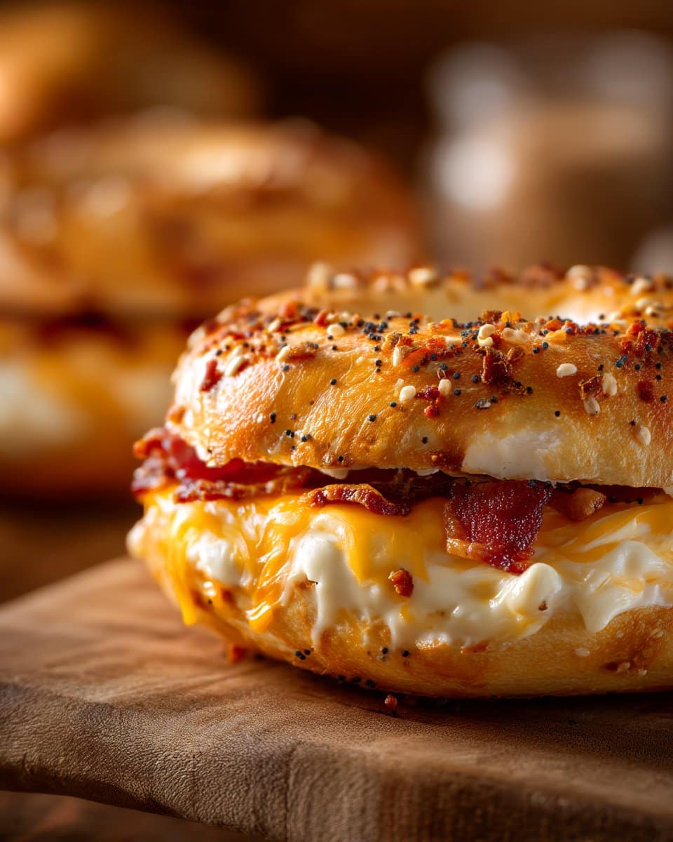 Creamy Bacon Cheddar Bagels