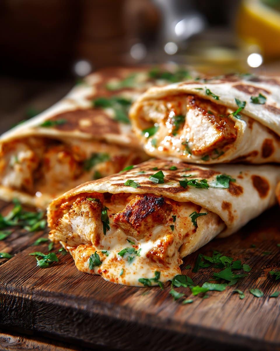 Cheesy Garlic Chicken Wraps