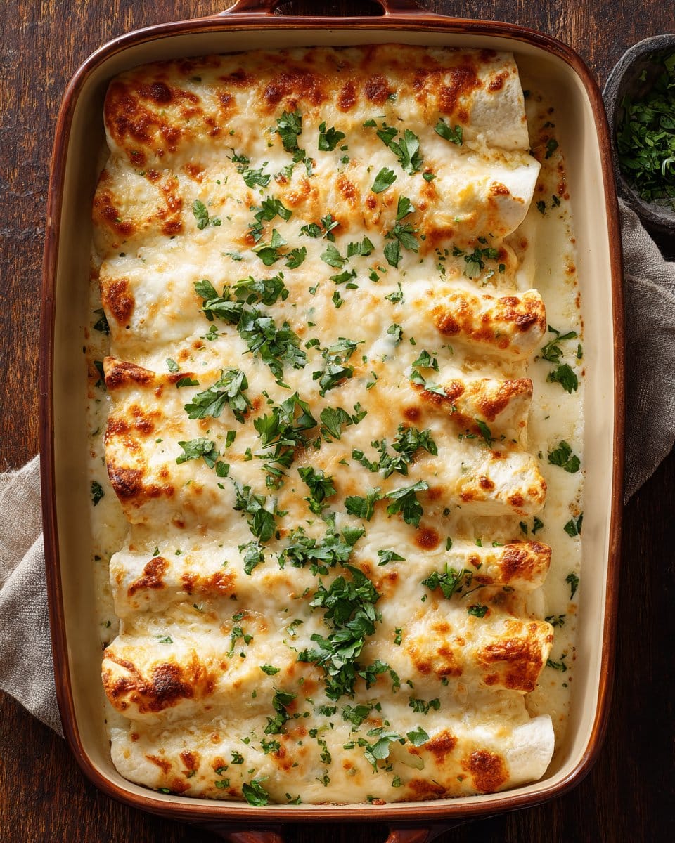 Chicken Enchiladas with Sour Cream White Sauce