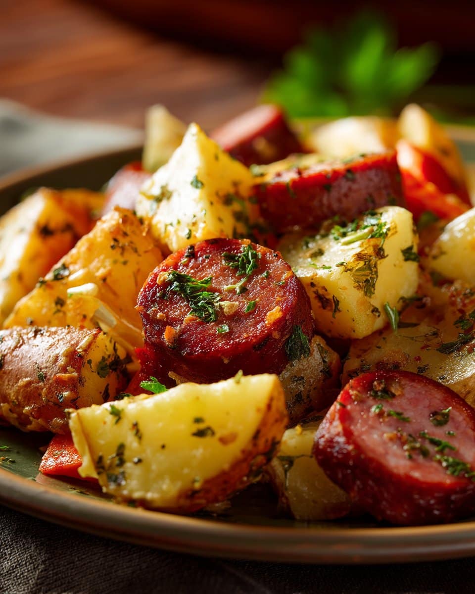 Cheesy Ranch Potatoes and Smoked Sausage