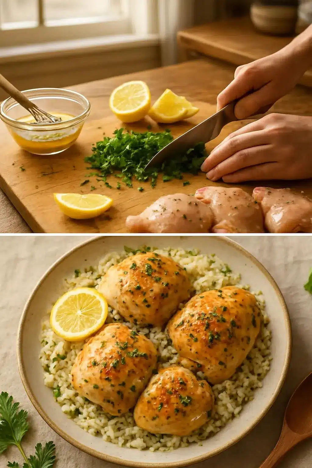 Slow Cooker Lemon Herb Chicken with Fluffy Rice