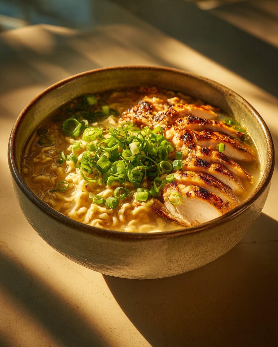 FIERY CHICKEN RAMEN WITH CREAMY GARLIC SAUCE
