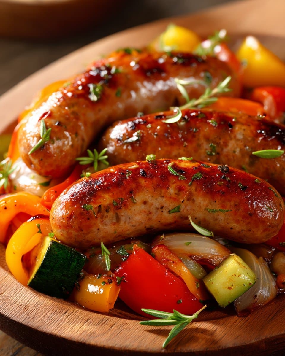 10 Minute Air Fryer Chicken Sausage and Veggies