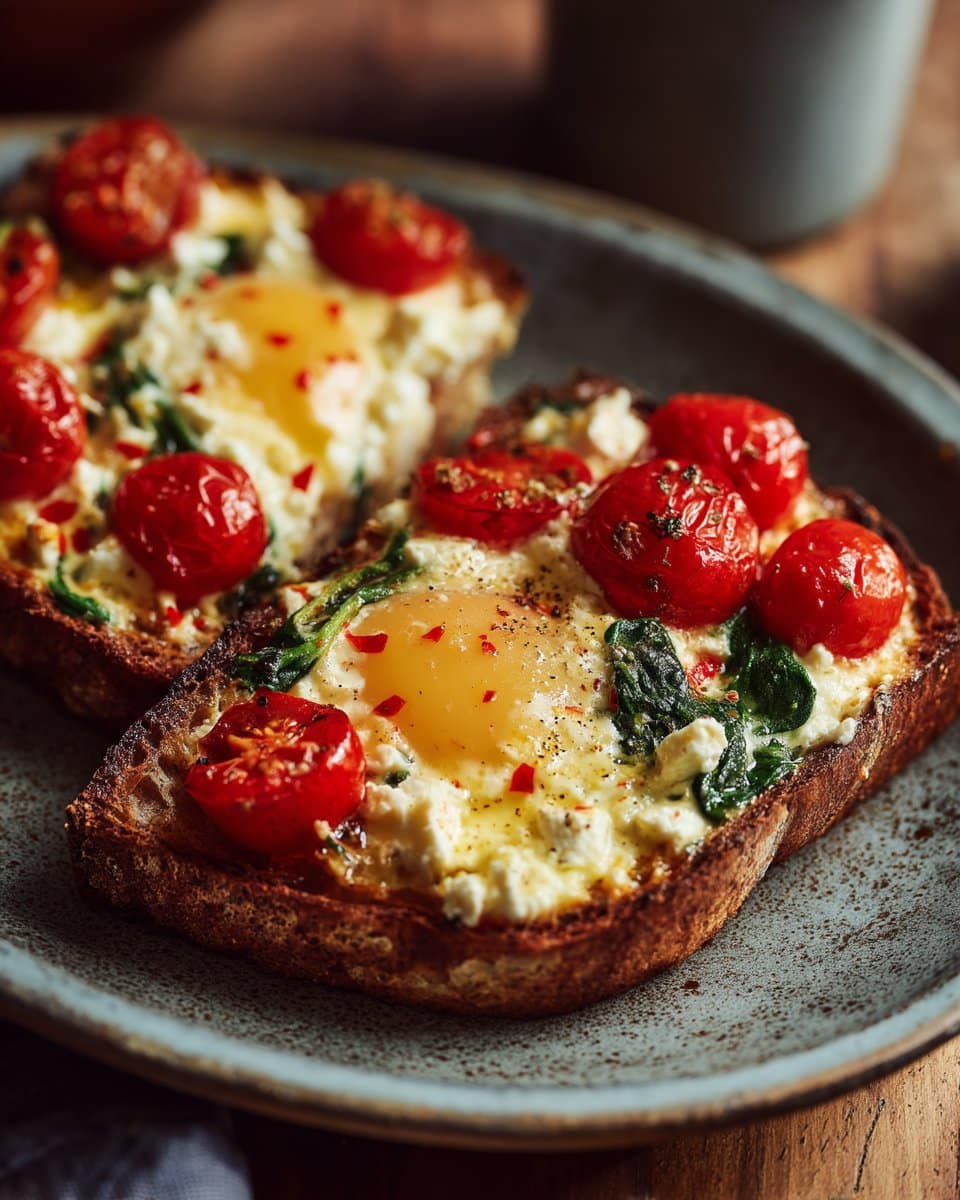 Baked Feta Eggs with Tomatoes and Spinach