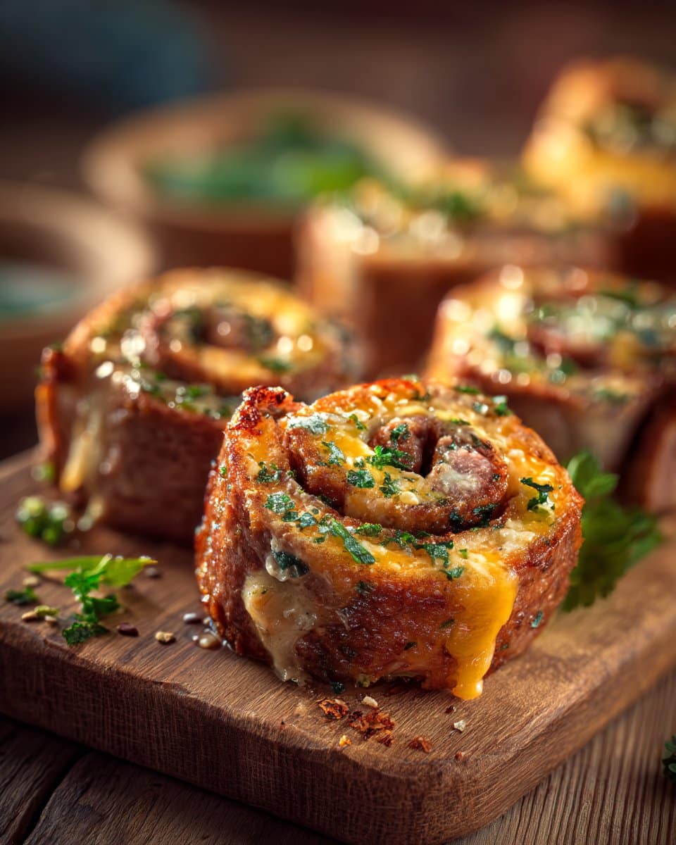 Garlic Butter Beef Cheeseburger Rollups