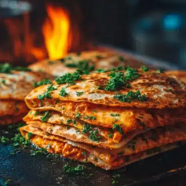 Buffalo Chicken Tacos with spicy chicken and fresh toppings