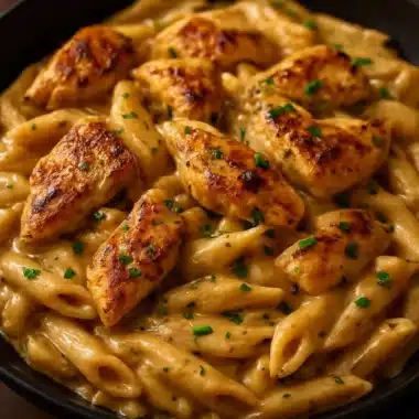 Creamy Cajun Chicken Pasta with spices and herbs for a flavorful dish