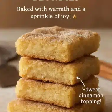 Delicious cinnamon sugar blondies baked to perfection with a sugary topping.