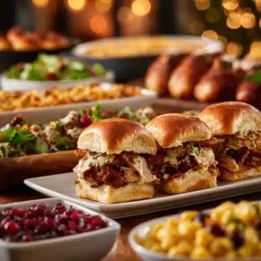 Cranberry Turkey Sliders served on a festive Thanksgiving table