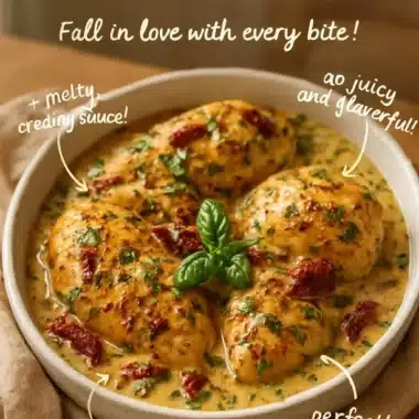 Crockpot Marry Me Chicken served with fresh herbs and creamy sauce