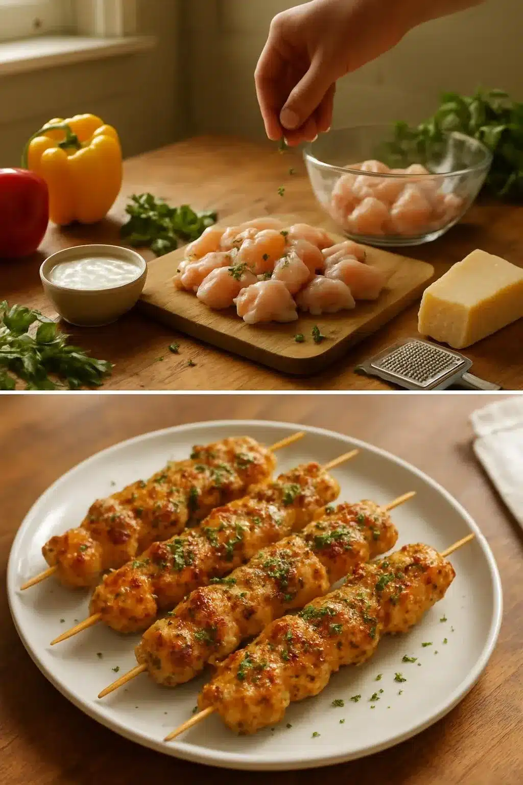 Ranch Garlic Parmesan Chicken Skewers