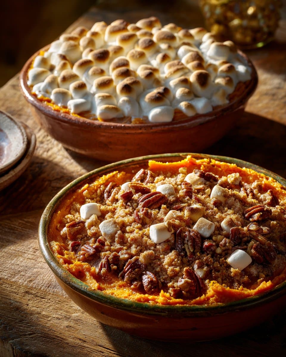 Sweet Potato Casserole with Marshmallows and Pecans