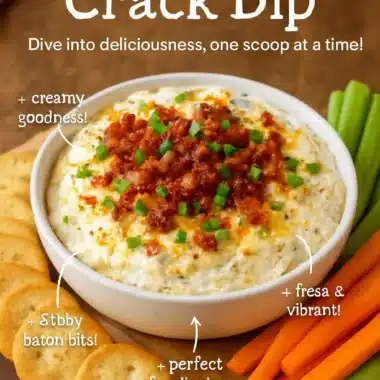 Bowl of irresistible crack dip with chips ready for serving