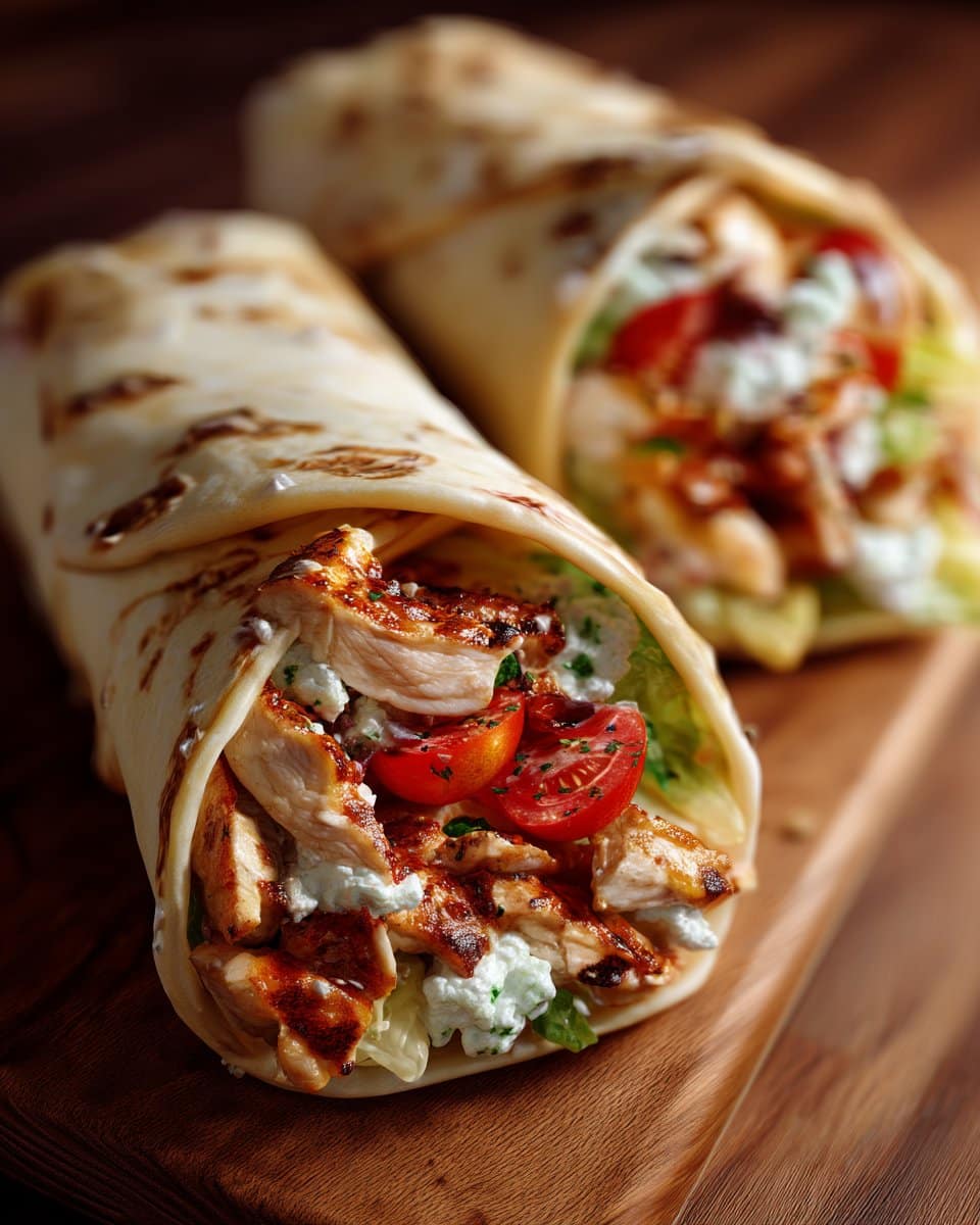 Cheesy Garlic Chicken Wraps