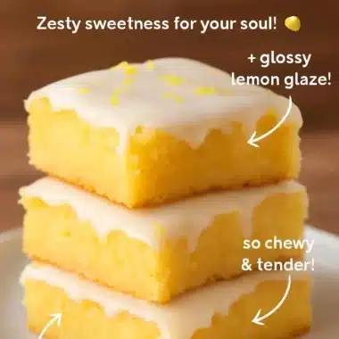 Delicious lemon brownies (lemonies) on a white plate with lemon slices