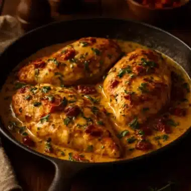 Delicious Marry Me Chicken recipe served with herbs and pasta