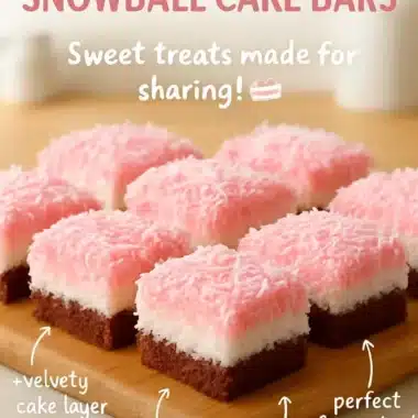 Pink Coconut Snowball Cake Bars topped with coconut flakes and vibrant colors.