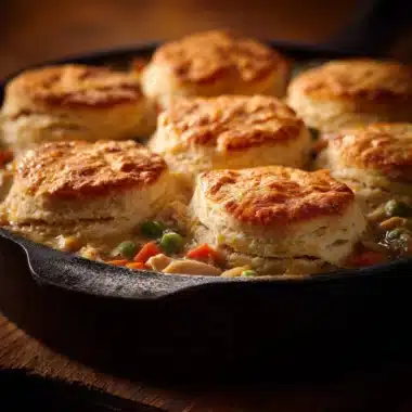 Delicious Red Lobster Biscuit Chicken Pot Pie with chicken, gravy, and biscuits