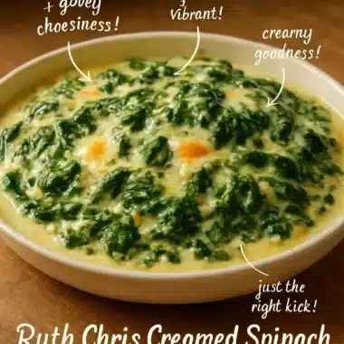 Delicious Ruth Chris creamed spinach served in a bowl