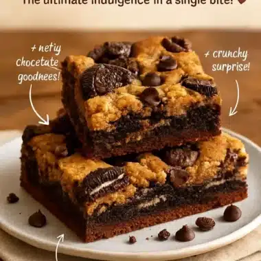 Delicious slutty brownies with layers of cookie and brownie batter.