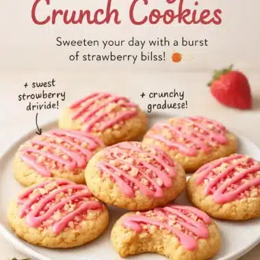 Delicious Strawberry Crunch Cookies with a crispy topping and fresh strawberry flavor