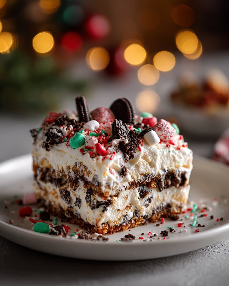 No-Bake Christmas Oreo Lasagna