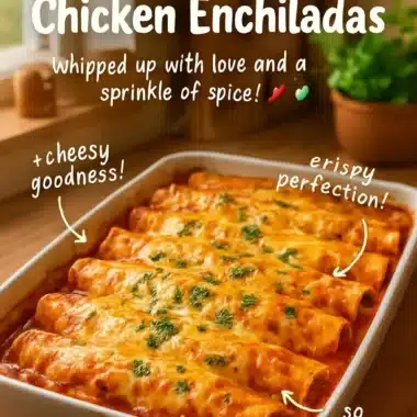 Delicious chicken enchiladas topped with cheese and salsa