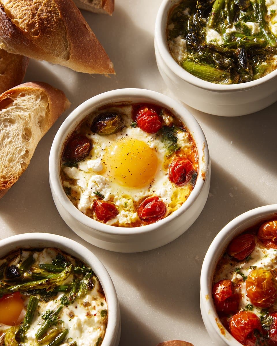 Baked Feta Eggs with Tomatoes and Spinach