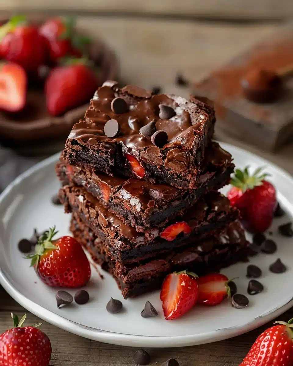 Chocolate Covered Strawberry Brownies