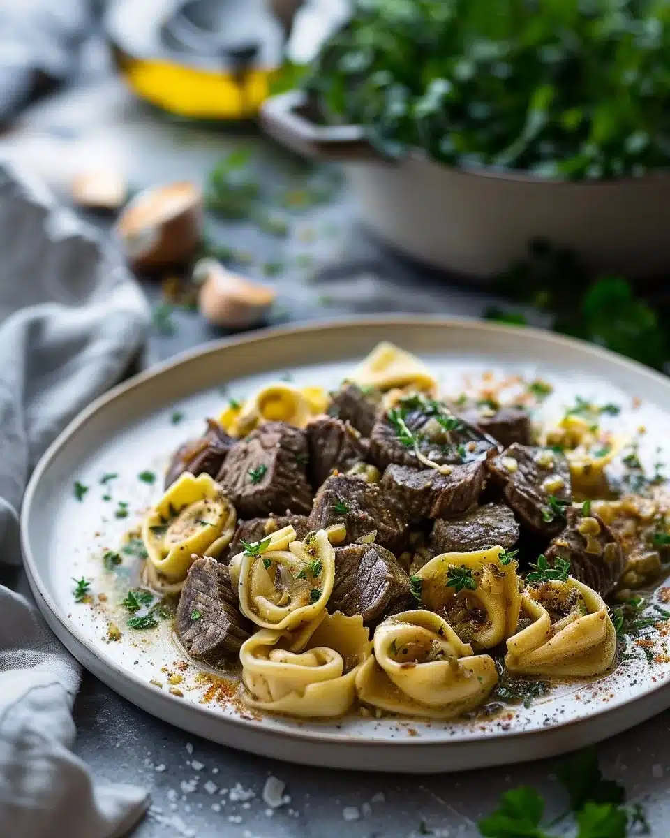 Cracked Garlic Steak Tortellini in Creamhouse Sauce Bliss