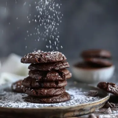 Easy brownie cookies fresh out of the oven on a cooling rack.