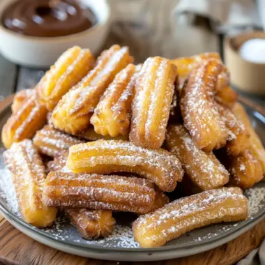 Delicious homemade churro bites filled with creamy Nutella
