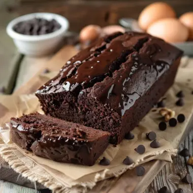 Delicious hot fudge brownie bread ready to be served
