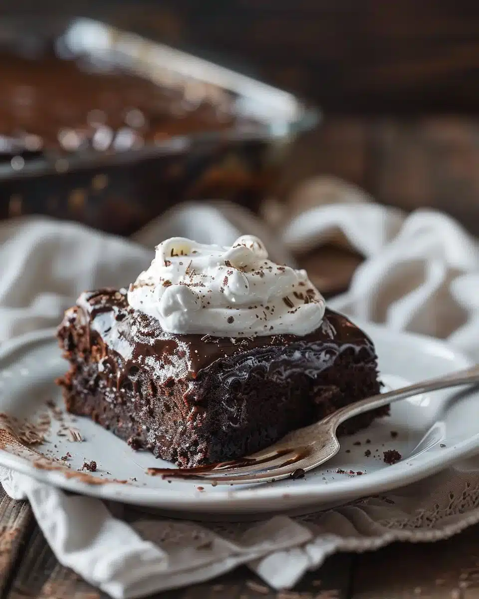 Moist Chocolate Sheet Cake with Whipped Cream and Ganache