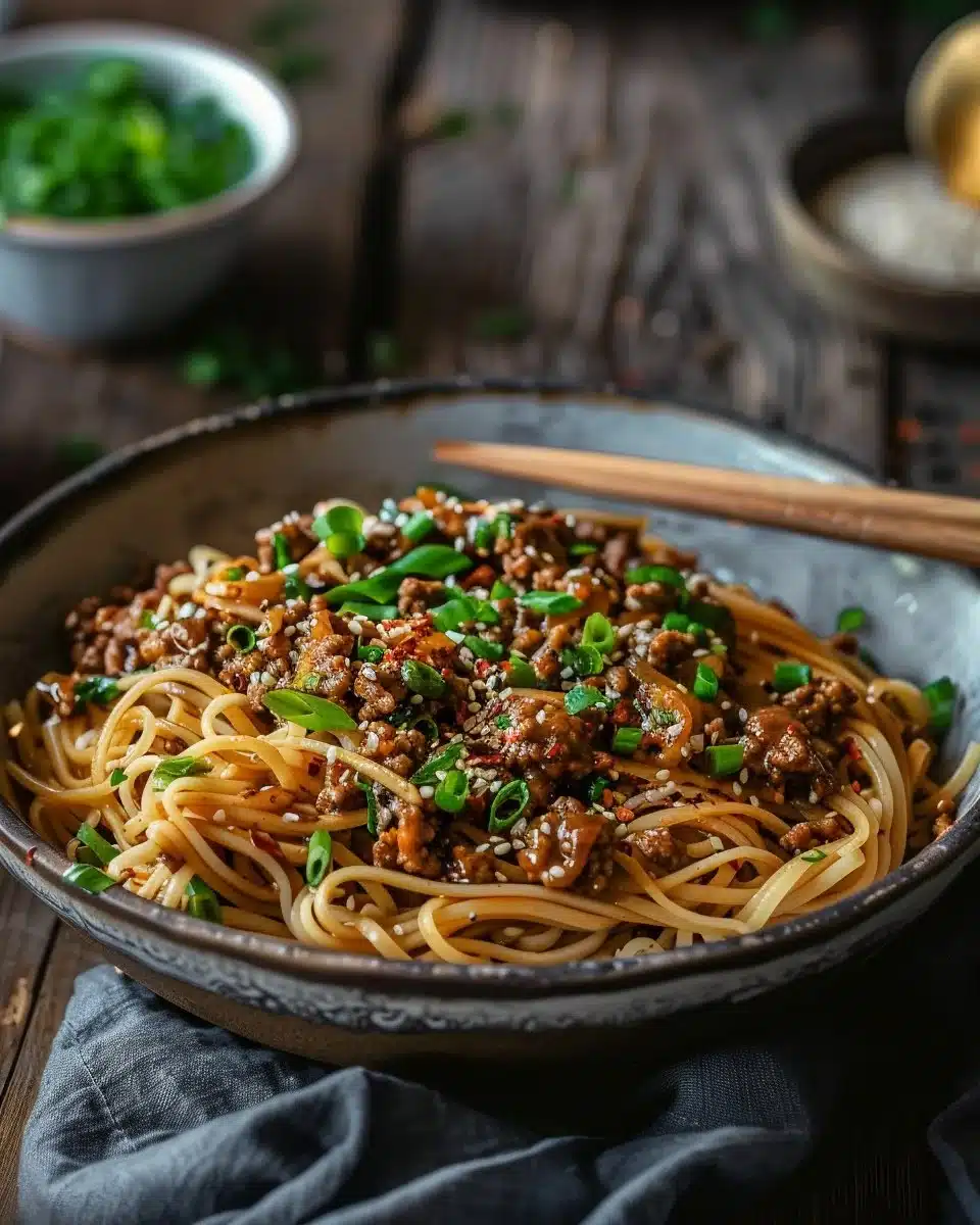 Mongolian Ground Beef Noodles