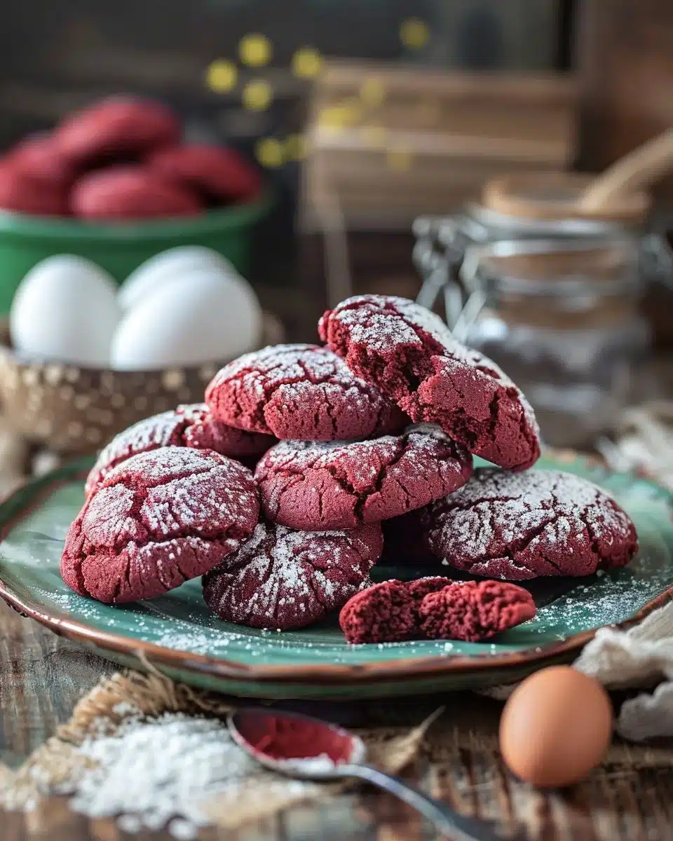 Red Velvet Crinkle Cookies