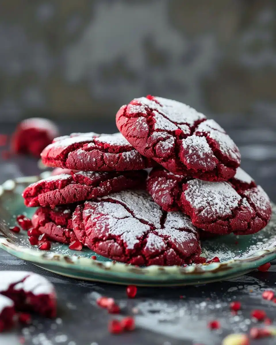 Red Velvet Crinkle Cookies