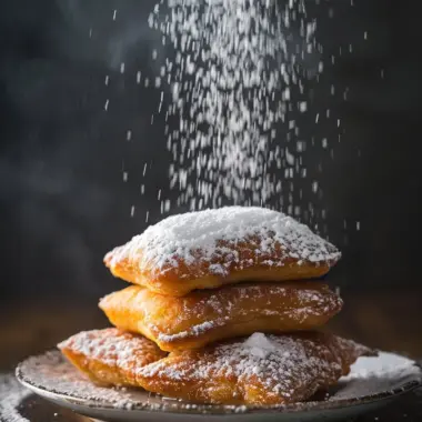 Delicious Vanilla French Beignets sprinkled with powdered sugar