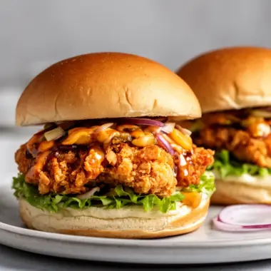 Delicious Bang Bang Chicken Sliders served on a platter.