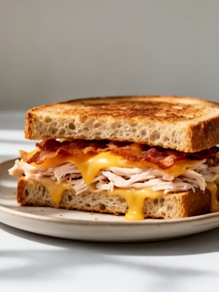 Cheddar and Bacon Turkey Melt on Sourdough