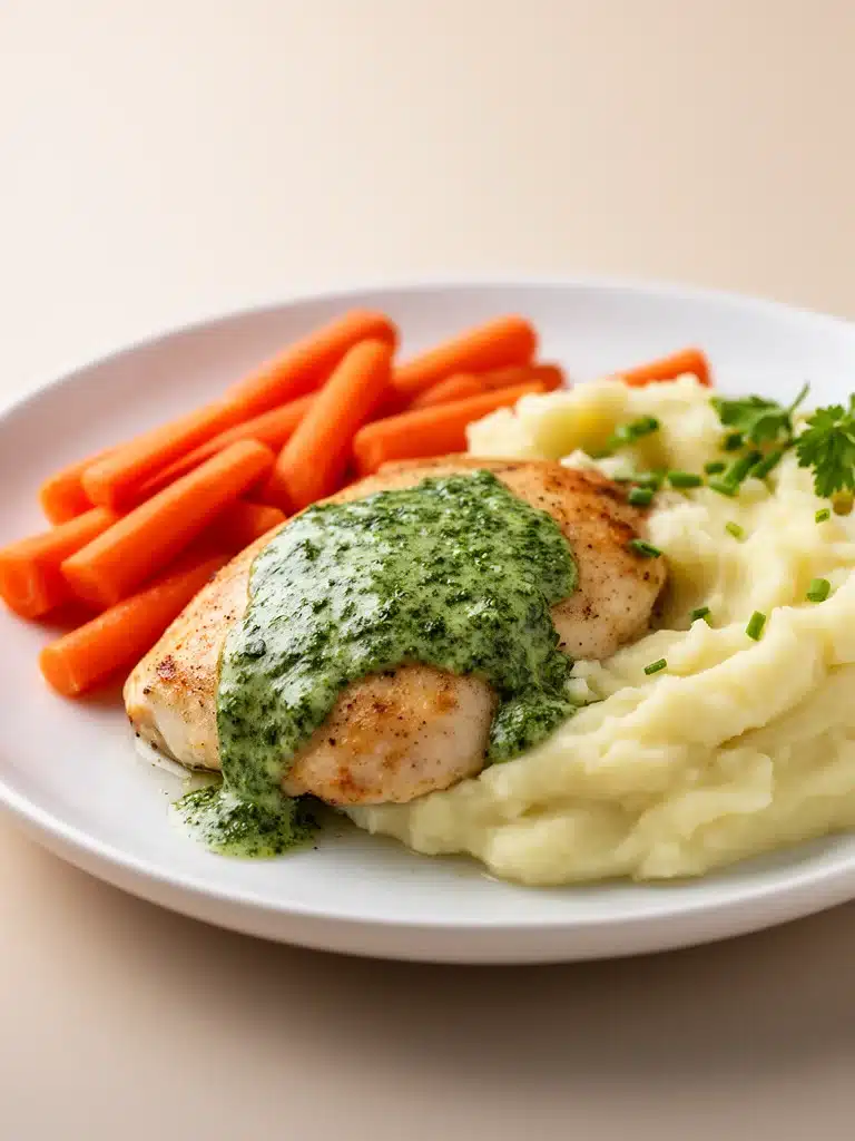 Creamy Herb Chicken with Mashed Potatoes & Glazed Carrots: A Complete Comfort Food Dinner