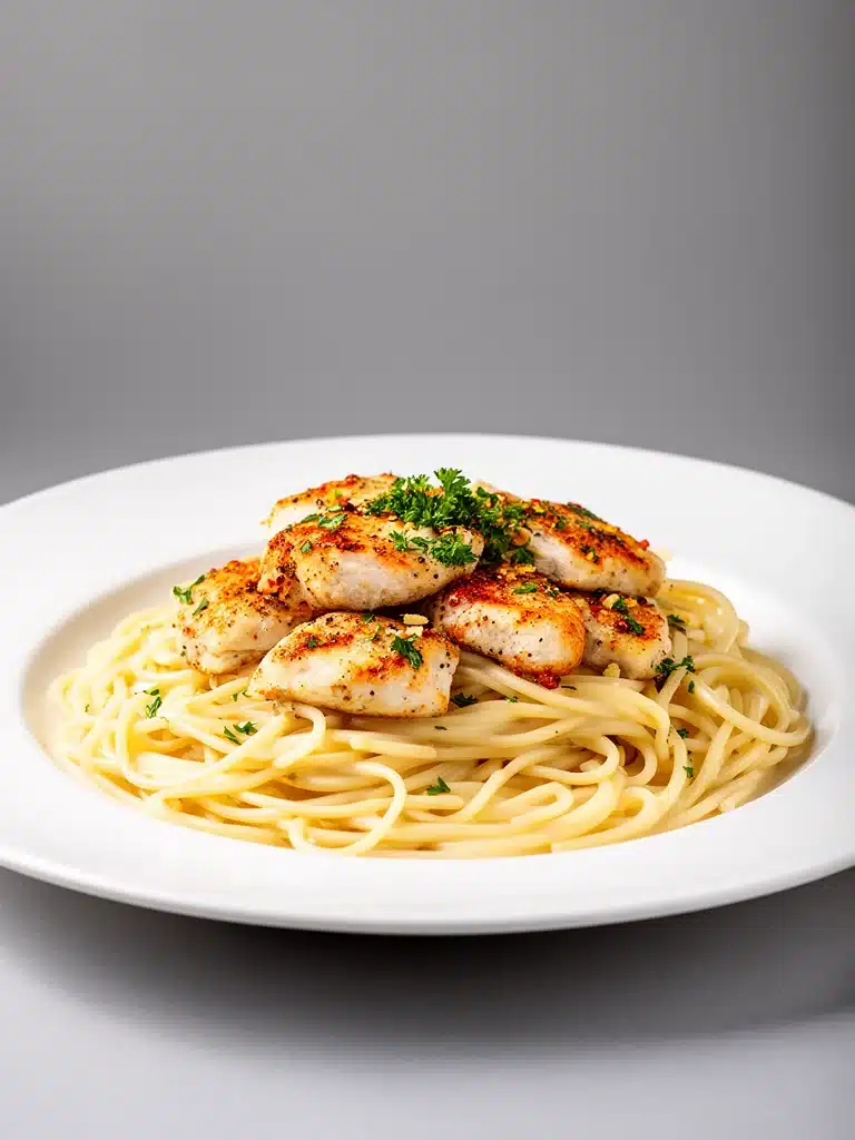 Garlic Butter Chicken Bites with Creamy Parmesan Pasta