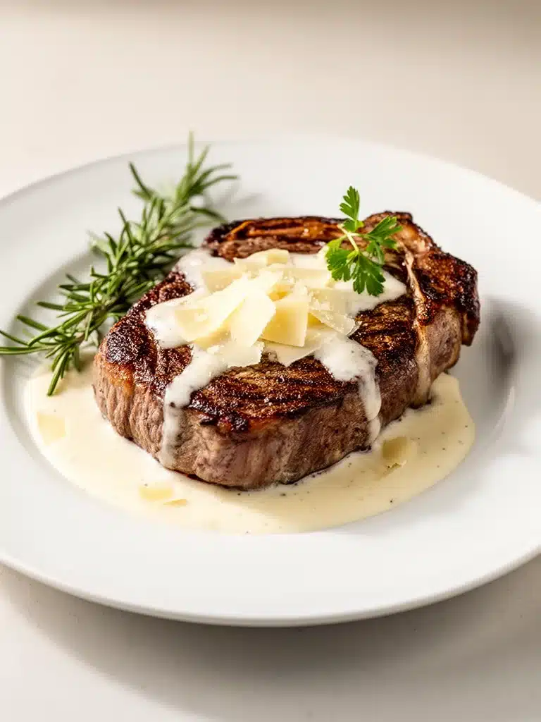 Garlic Butter Steak With Parmesan Cream Sauce