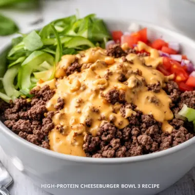 High-protein cheeseburger bowls with ground beef and burger sauce for meal prep