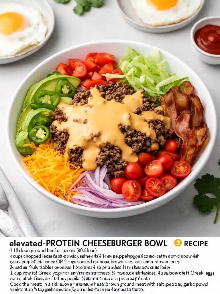 High-Protein Cheeseburger Bowls Recipe – Low-Carb Meal Prep with Ground Beef & Burger Sauce