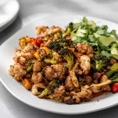 A delicious dinner dish served on a plate, highlighting its appealing presentation