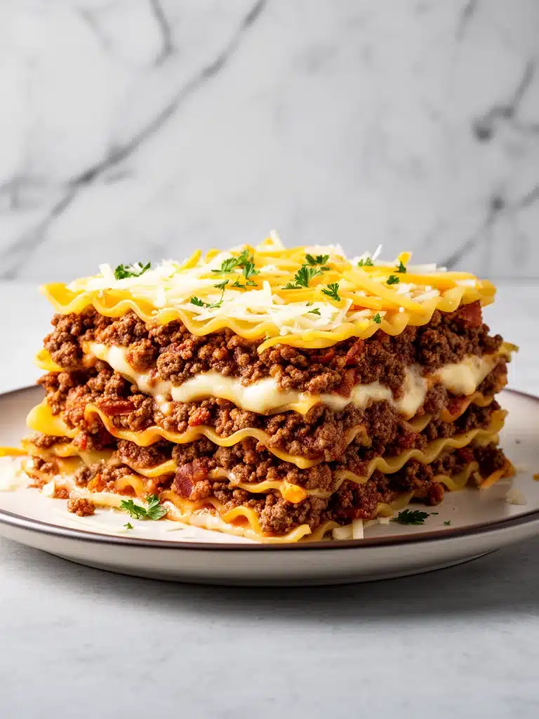 Parmesan Garlic Bacon Cheeseburger Lasagna Recipe