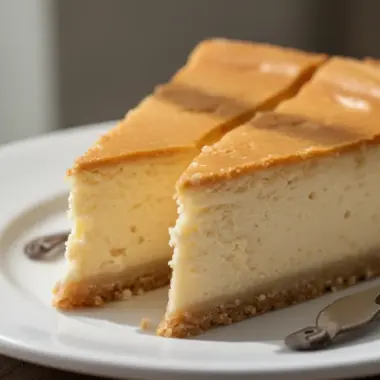 Delicious cheesecake dessert served on a plate, perfect for any sweet lover.