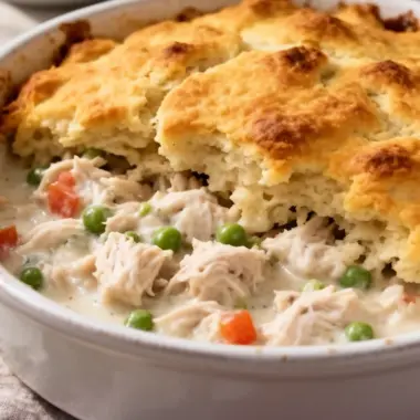 Red Lobster Biscuit Chicken Pot Pie with flaky biscuits and chicken filling
